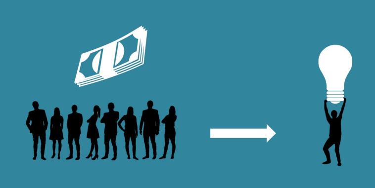 L'immagine rappresenta il funzionamento del crowdfunding